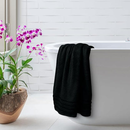 Avalon Towels Bath Towels Set of 4, Size 30 x 60 Inches, Highly Soft and Absorbent, Quick Drying, Lightweight, Perfect for Daily Use (Black)