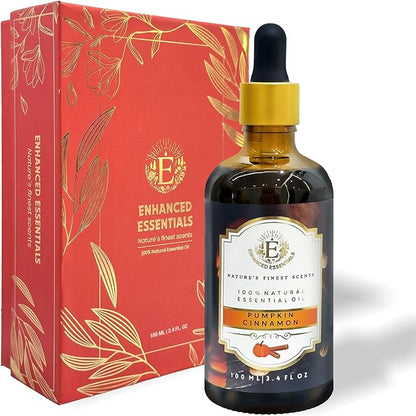 Luxurious Pumpkin Cinnamon Fragrance Oil by Enhanced Essentials|Holiday Mood Aromatic Oil for Diffuser,Laundry, Aromatherapy,Perfume,Gifting,Soap & Candle Making|with Glass Dropper|100 ml