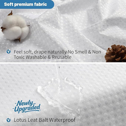 2-in-1 Waterproof Fabric Shower Curtain - No Separate Liner Needed, Hotel-Style Waffle Weave, Effortless Cleaning & Washable Bathroom Shower Curtain Set,72Wx84H,White