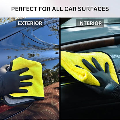 The Pro Stuff® Microfiber Towels for Cars, 600 GSM, Super Soft Drying Towels for Cars, Dual-Sided for Cleaning, Washing and Buffing, Tagless, Scratch-Free, Lint Free Cloth (16”x16”) | Pack of 3
