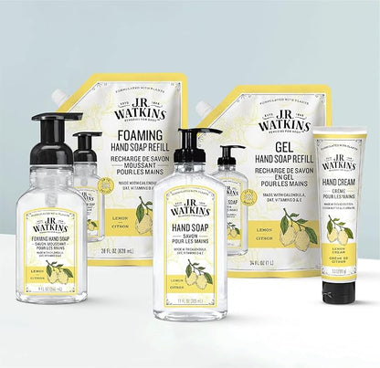 J.R. Watkins Foaming Hand Soap with Pump Dispenser, Moisturizing Foam Hand Wash, Alcohol-Free, Cruelty-Free, Lemon, 9 fl oz, 3 Pack