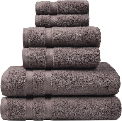 SOFE H&L | Olea Luxury Turkish Cotton Bath Towels Set of 6 : 2 Bath Towels 2 Hand Towels 2 Wash Cloths, Dark Gray | Thick, Premium, Soft, Durable, Absorbent - Hotel Quality Towel Sets for Bathroom