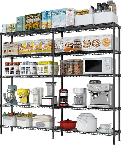 VINGLI 70" W Storage Shelves 1600LBS Heavy Duty Metal Shelving, Upgraded 5 Tier Garage Shelving Unit, Adjustable Wire Shelf for Storage Rack Commercial Pantry Shelf Organizer, 69.8"W × 15.8"D × 71"H