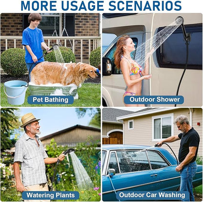 Portable Shower with Heater, Long-Lasting 6000mAh Rechargeable Camping Shower with 1500W Auto-Off Immersion Water Heater, Ideal for Outdoor Camping, Travel, Car Washing, Pet Bathing