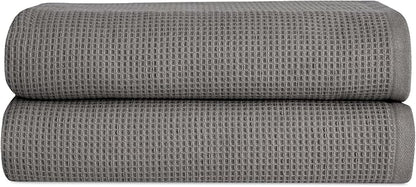 Cozy Earth Waffle Bath Sheets - 60% Cotton 40% Viscose from Bamboo Bath Sheets 40 x 65 Inches - Soft & Absorbent Terry, Reversible Mini Textured Waffle & Weave Pattern - 2 Pack