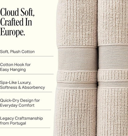 Preston Lane Douro Bath Towel Set – 2 Pack Luxury Cotton Towels, Ultra Soft & Absorbent, Quick-Dry Spa-Quality Bathroom Towels, Made in Portugal, Clay