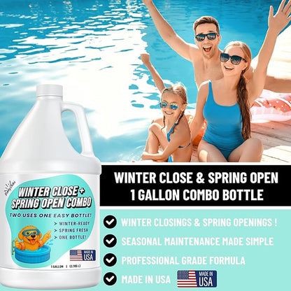 Pool Closing Kit – Winterizing Formula for Above-Ground & In-Ground Pools | Liquid All-in-One Treatment + Spring Opening Support (1 Gallon), Winterizing Kit, Pool Start-Up, Pool Chemicals