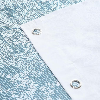 78 Inch Long Shower Curtain - Chantilly Lace Design, Heavyweight Polyester, Storm Blue to White Ombre, 72" W x 78" H