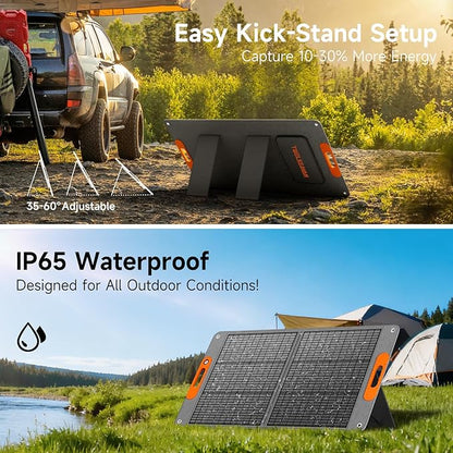 100W Portable Solar Panel for Power Station, 24% High Efficiency ETFE Foldable Solar Panel Charger, QC3.0, Type-C 60W, MC4 Output, IP65 Waterproof, for Outdoor Camping, RV, Emergency Power Supply