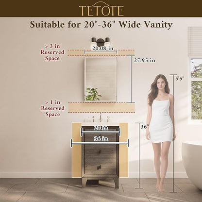 TETOTE 20 x 28 Medicine Cabinet with Mirror with Tempered Beveled Mirror Silver Medicine Cabinet Aluminum Cabinet DTC Hinges, Stepless Adjustable Shelves, Recessed/Surface-Mounted