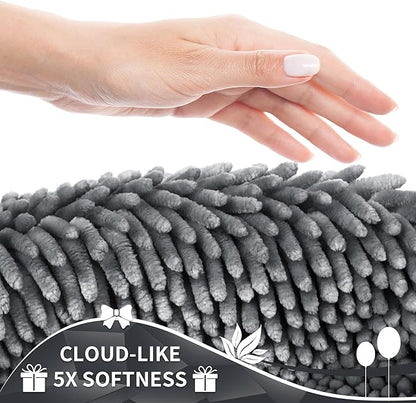 Yimobra Chenille Bathroom Rugs Non Slip, Extra Thick Soft Absorbent Bath Rug, Machine Washable Quick Dry Bath Mat for Bathroom Floor, Tub and Shower, Home Decor Accessories, 24x17, Silver
