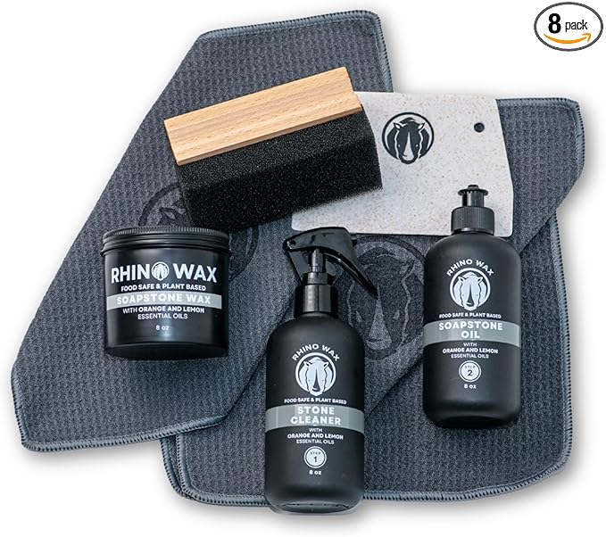 Soapstone Ultimate Care Kit - Soapstone Wax, Soap-Stone Oil, Stone Spray Cleaner, Scraper, Large Applicator, 3 Microfiber Cloths - Complete Protection for Stone Surfaces - Made in USA
