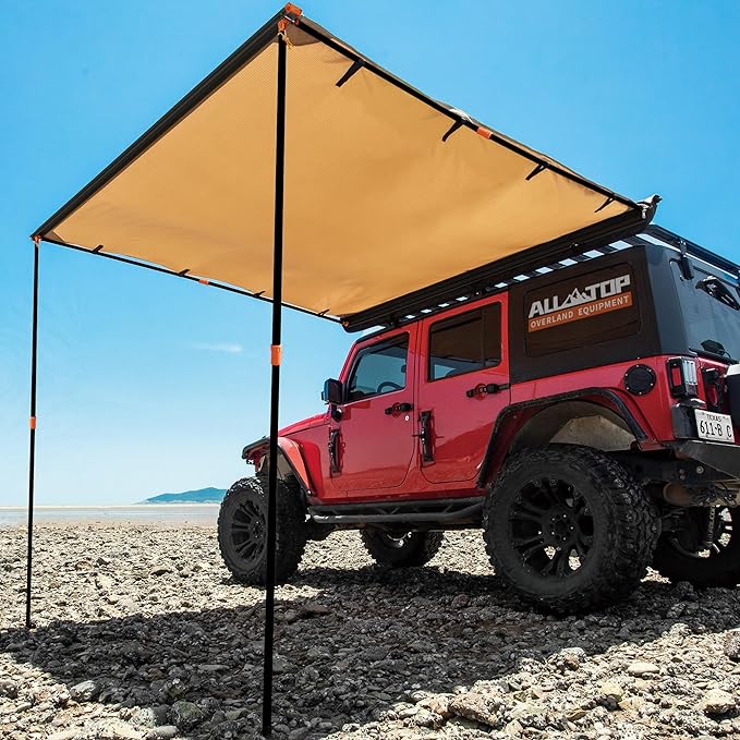 ALL-TOP Vehicle Awning 4.6'x8.2' Roof Rack Pull-Out Sun Shade UV50+, Weatherproof 4x4 Side Awning for Camping & Overland (Hardware Included)