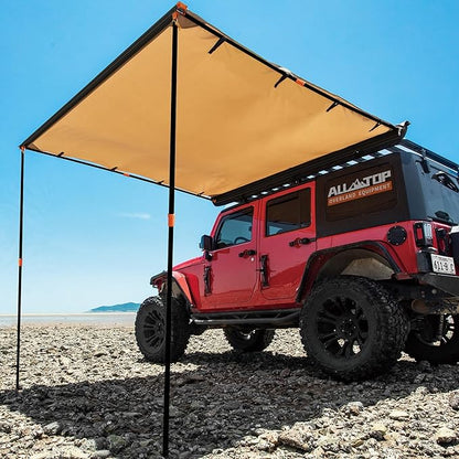 ALL-TOP Vehicle Awning 4.6'x8.2' Roof Rack Pull-Out Sun Shade UV50+, Weatherproof 4x4 Side Awning for Camping & Overland (Hardware Included)