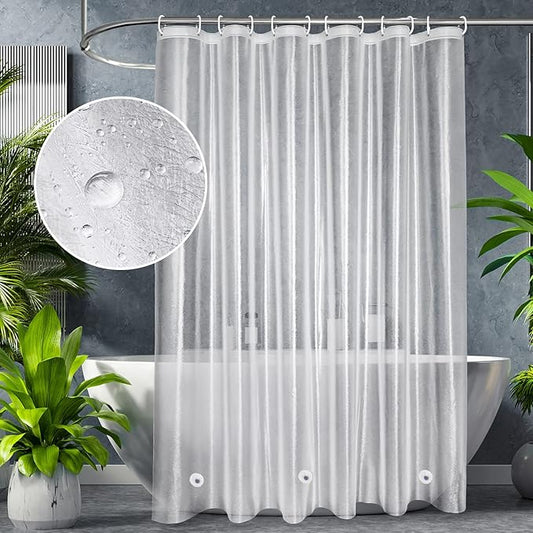 UFRIDAY Frosted Shower Stall Liner 36x72 Inch,EVA Plastic Waterproof Shower Curtain with 2 Magnets,Heavy Duty,Semi Transparent, 3D Frosted Shower Curtain Plastic Liner