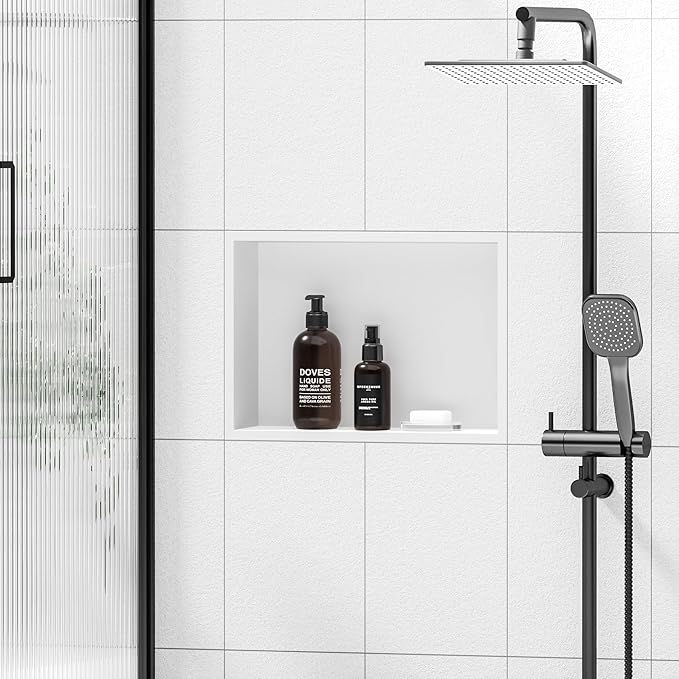 Neodrain 18X12Inch Shower Niche, White Stainless Steel Wall Niche NO Tile Needed Recessed Cabinet Shower for Bathroom Storage