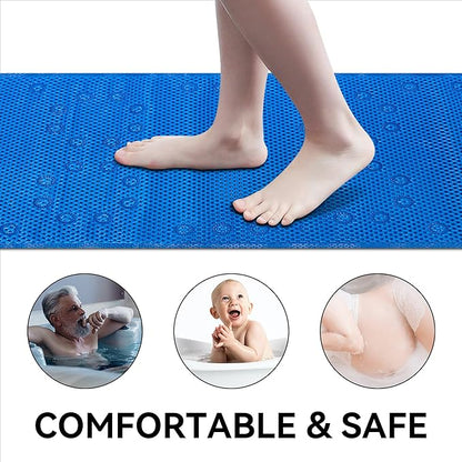 Double Layer Foam Non Slip Bathtub Mat 37x17in, More Comfortable and Thicker Tub Mat Than Ordinary Foam Shower Mat, Bath Mat for Tub with Suction for Comfort and Safety (Royal Blue, 36'' x 17'')