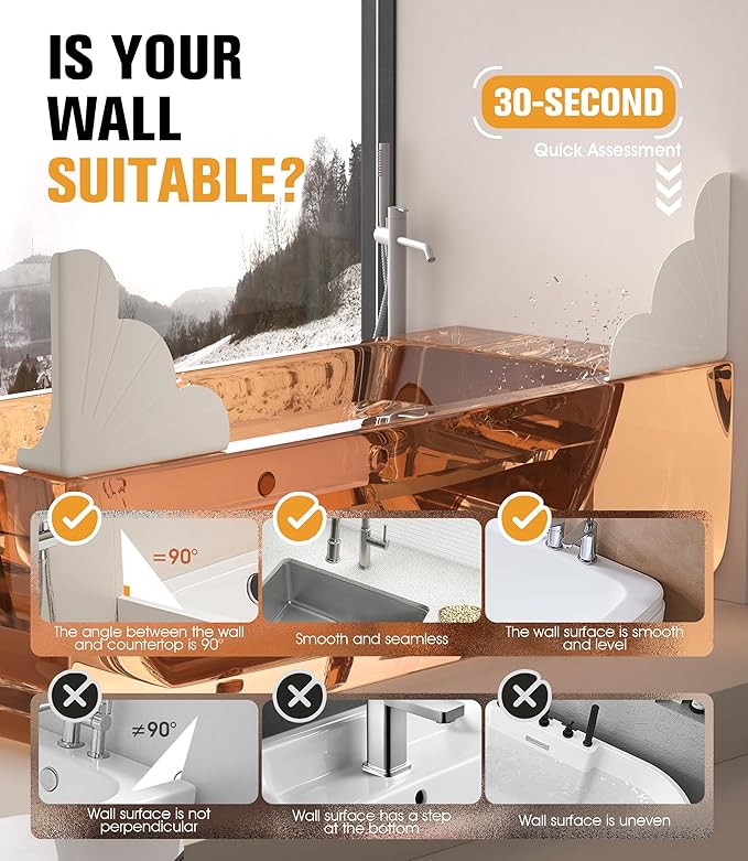 Silicone Splash Guard for Bathtub, 2 Pack Shower Water Guards Large Bathtub Splash Guard Self-Adhesive Waterproof Shower Splash Guards to Keep Water Inside Shower (White)