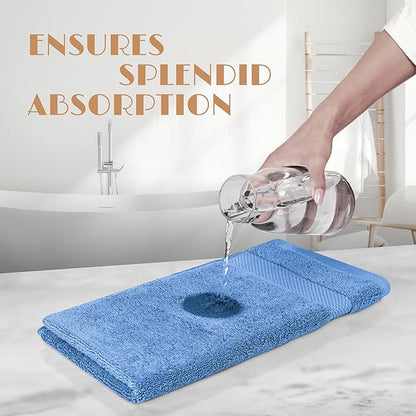 White Classic Light Blue Hand Towels for Bathroom [6 Pack] Cotton Hand Towel Bulk for Gym, Kitchen and Spa, 16x27 Inches Soft Highly Absorbent Quick Dry Terry Salon Towels