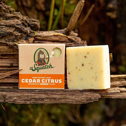 Dr. Squatch Natural Bar Soap for Men - Cold Process Soap with No Harsh Chemicals - Cedar Citrus (5 oz, 3-Pack)