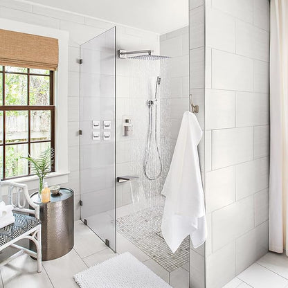 Shower Faucet Set Complete with Tub Spout Shower System Wall Mounted with 12 inch Rainfall Shower Head and Handheld Shower Rain Shower Combo for Bathroom, Brushed Nickel