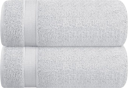 Belizzi Home Cotton 2 Pack Oversized Bath Sheet 35x70, Large Bath Sheet, Ultra Soft, Absorbent, Compact, Eco-Friendly, Recyclable, Quick Drying and Lightweight Towel - Light Grey