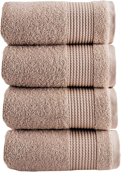 Halley Turkish Cotton Towels (4-Pack) Super Soft Quick Absorbent 100% Cotton Towels for Bathroom Kitchen 4 Pieces of Hand Towels (Taupe)