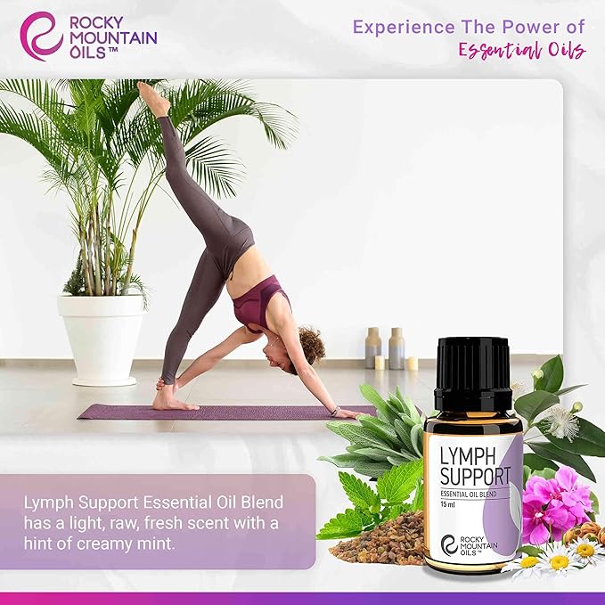 Rocky Mountain Oils Lymph Support Essential Oil Blend with 100% Pure and Natural Essential Oils - Lymphatic Oil, Massage Oil for Massage Therapy - 15ml