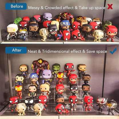 12 Inch Acrylic Shelf for Perfume Organizer in 2 Pack, 4 Tier Funko POP Shelves, Cologne Organizer Tiered Riser Display Stand, Acrylic Display for Decoration