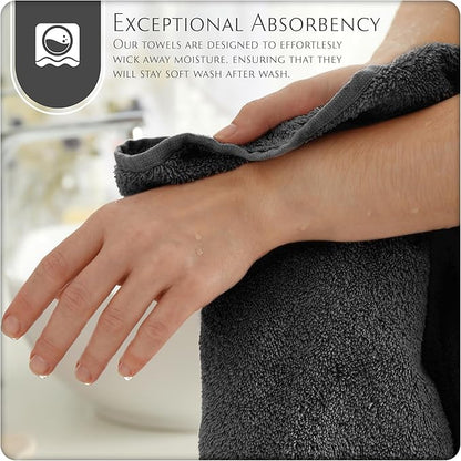 MAURA Basics Hand Towels for Bathroom with Hanging Hook Loops. Soft, Durable, Long Lasting and Absorbent Hand Towel Sets for Bathroom, American Standard Size 16"x28", Space Gray