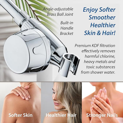 AquaCare Skin & Hair - World's Only Handheld Shower Head Filter with Built-in Hand Shower Bracket, ON/OFF Filtration Modes, Instant Cartridge Reload & Stay-Clean American KDF Cartridge, Chrome Finish