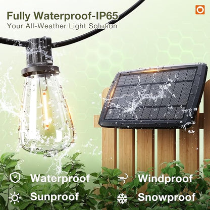 addlon 78(72+6) FT Solar String Lights Waterproof,Patio Lights Solar Powered with Remote & USB Port 3 Lighting Modes 24+2 LED Shatterproof Bulbs Outdoor Lights for Camping Backyard Garden