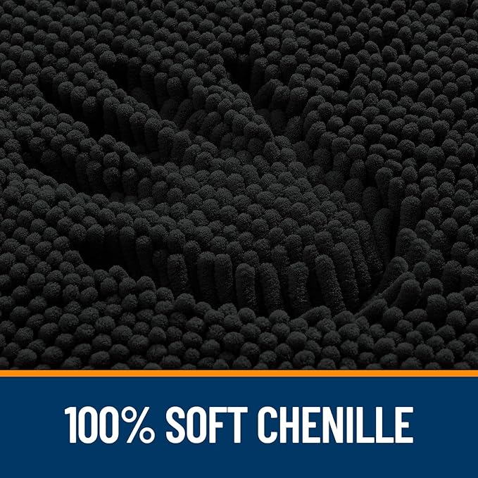 OLANLY Bathroom Rugs 40x32, Extra Soft Absorbent Chenille Bath Rugs, Rubber Backing Quick Dry, Machine Washable Bath Mats for Bathroom Floor, Tub and Shower, Home Decor Accessories, Black