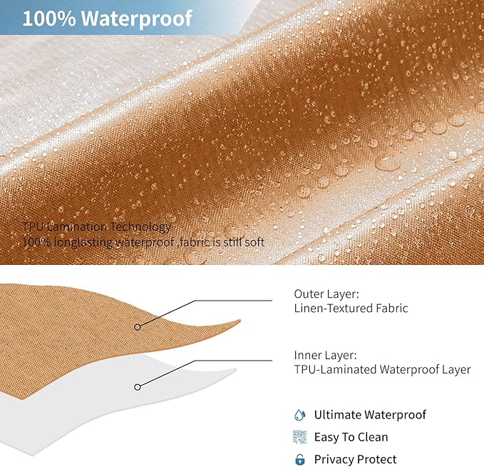2-in-1 Waterproof Fabric Shower Curtain or Liner,Linen Textured,Breathable TPU & Washable Bathroom Shower Curtain Set with 12 Plastic Hooks,Modern,72"x72" Orange