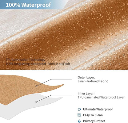 2-in-1 Waterproof Fabric Shower Curtain or Liner,Linen Textured,Breathable TPU & Washable Bathroom Shower Curtain Set with 12 Plastic Hooks,Modern,72"x72" Orange