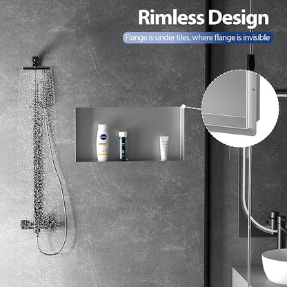 Stainless Steel Shower Niche 24" X 12", No Tile Needed Wall Niche Shower, Recessed Shower Shelf for Bathroom Storage, Brushed Nickel