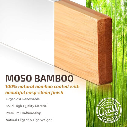 4-Pack Bamboo Drawer Dividers - 2.6" High, 12.5"-17" Adjustable Drawer Organizers for Clothes, Expandable Dresser Separators in Bedroom/Bathroom/Kitchen/Office Organization and Storage (White)