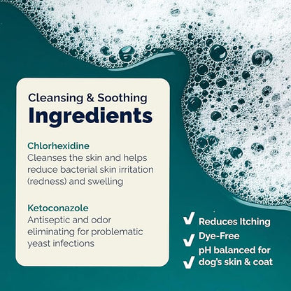 Vetnique Dermabliss Advanced Vet Strength Chlorhexidine for Dogs - Antibacterial Medicated Dog Shampoo - for Skin Infections & Irritation, Hot Spots & Redness Relief (Medicated Shampoo, 16oz)