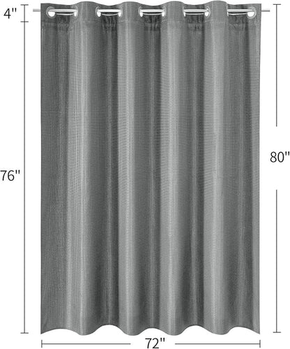 MitoVilla Black Waffle Long Shower Curtain Liner Set 72 x 80, No Hooks Needed 80 inch Long Heavyweight Fabric Shower Curtain Set with Snap-in Liner for Hotel Grade Spa-Like Bathroom Decor