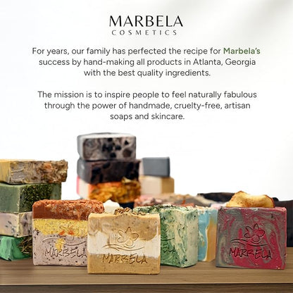 Marbela Cosmetics Chocolate Chunk Handmade Soap Bar - Made in USA, Vegan Friendly, Palm Oil Free, Natural Bar Soap - Gentle Face & Body Soap for Daily Skin Care, Moisturizing & Nourishing - 3.5 oz