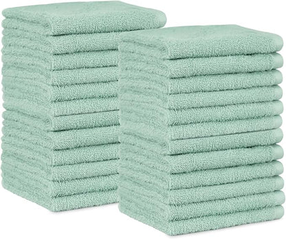 Amazon Basics Washcloth for Bathroom, 100% Cotton Extra Absorbent, Fast Drying - Salon Towels - Seafoam Green, 12 x 12 inches (Pack of 144)
