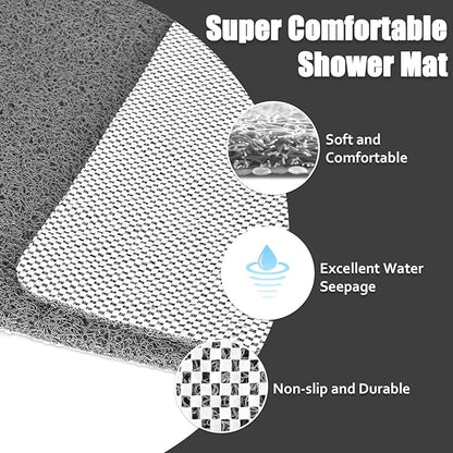 Shower Mat Non Slip - 24x24 Inch Soft Comfort Bath Mat with Drainage Holes, PVC Loofah Massage Bathmat for Shower, Tub, Bathroom, Wet Areas, Quick Drying