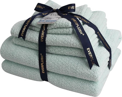 Everplush Diamond Jacquard 6 Pieces Bath Towel Set, Luxury Super Soft Oversized everplush Towels, Highly Absorbent everplush Diamond Jacquard Quick Dry Bath Towel for Bathroom Spearmint
