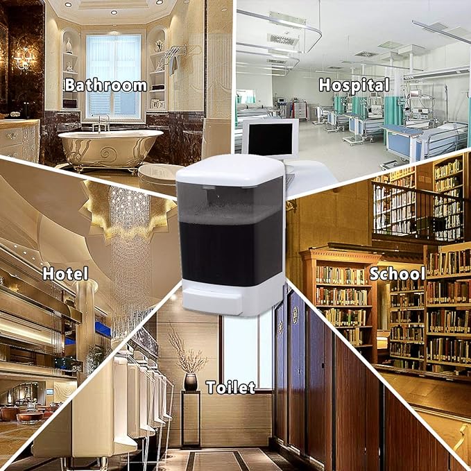 Manual Soap Dispenser 33.8oz / 1000ml Kitchen Bathroom Wall Mounted Commercial Soap Dispenser for Liquid Containers Shampoo Gel Chamber Hotel Restaurant