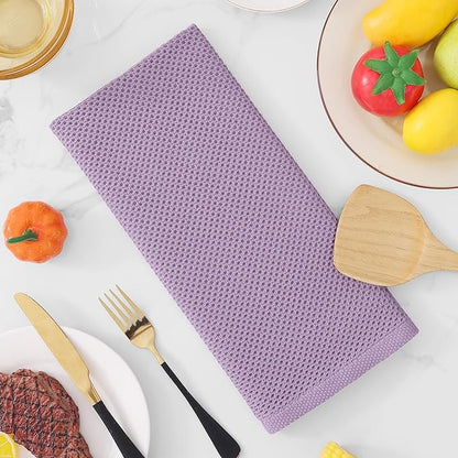 Homaxy 100% Cotton Waffle Weave Kitchen Dish Towels, Ultra Soft Absorbent Quick Drying Cleaning Towel, 13 x 28 Inches, 8-Pack, Lavender