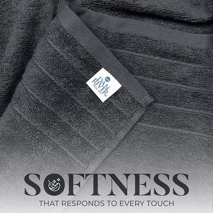 DAN River Extra Large Bath Towels Set of 4, 30 x 60 Inches - 100% Cotton Larger & Lighter Weight Towels for Bathroom - Quicker to Dry, Super Soft & Highly Absorbent Towels for Home, Charcoal