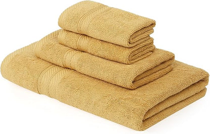 Modern Threads Trefoil Filigree 6-Piece 100% Cotton Towel Set – Reversible Yarn Dyed Jacquard – Includes 2 Bath Towels, 2 Hand Towels, 2 Washcloths – Absorbent, Quick Dry, Soft & Durable – Gold