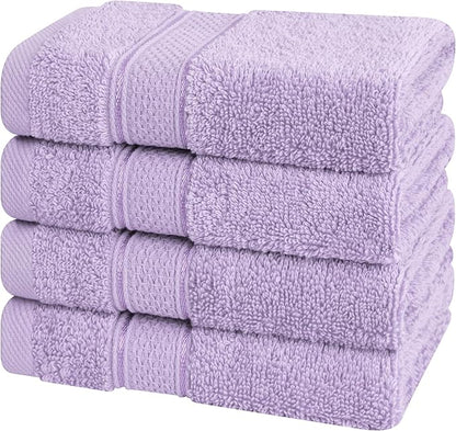 American Soft Linen Salem Washcloth Sets, 4 Piece Luxury 600 GSM 100% Cotton Washcloths for Bathroom, 13x13 inches Washrags Premium Quality Hand Face Towels, Lilac