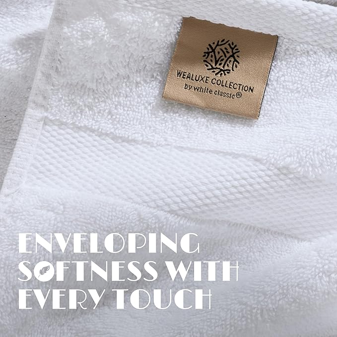 Wealuxe White Hand Towels for Bathroom [12 Pack] Cotton Hand Towel Bulk for Gym, Kitchen and Spa, 16x27 Inches Soft Highly Absorbent Quick Dry Terry Salon Towels