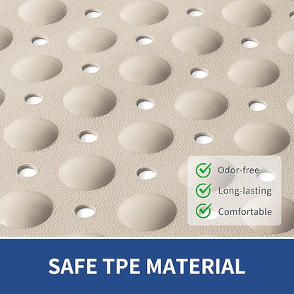 OTHWAY Square Shower Mat 32x32, TPE Non-Slip Shower Mats with Drain Holes and Suction Cups, Walk-in Mat for Inside Shower Stall, Anti-Slip for Elderly Kids (Apricot)